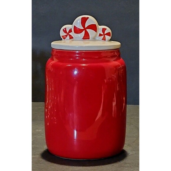 RARE Rae Dunn Artisan Collection Peppermint Canister – Christmas Holiday - Picture 3 of 8